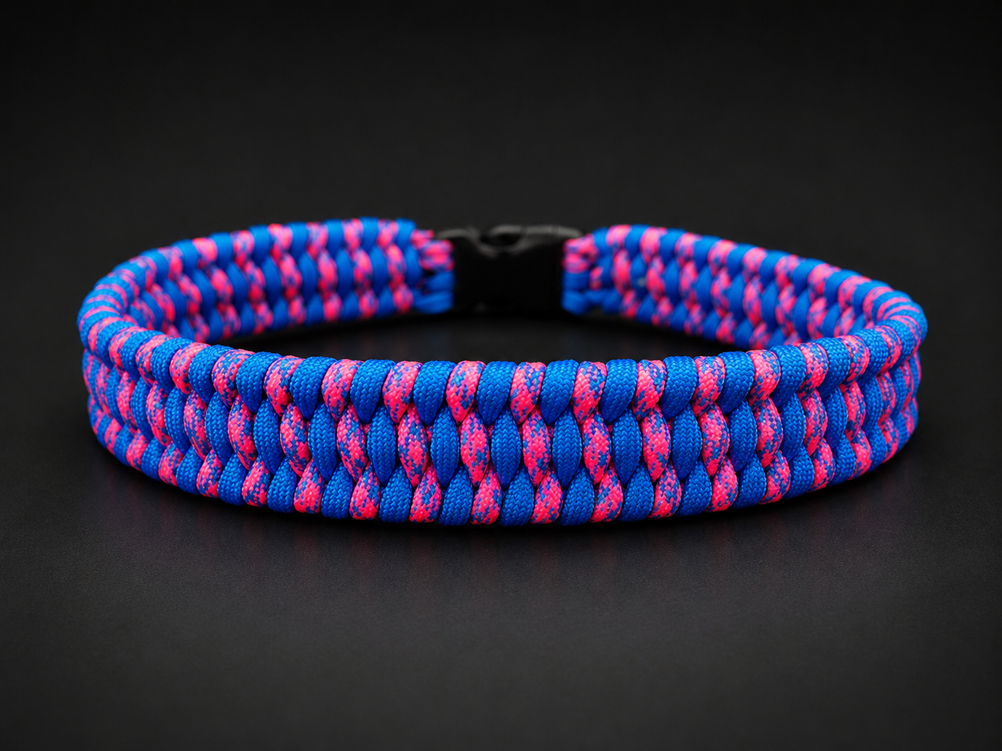 19" Handmade Pink/Caribbean Blue Paracord Dog Collar