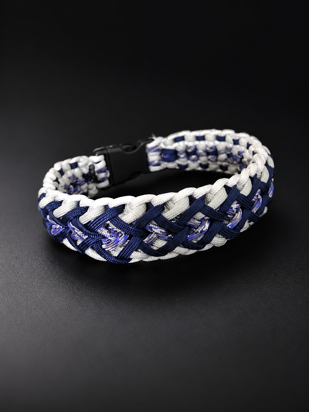 15"  Blue/Gray Handmade Paracord Dog Collar