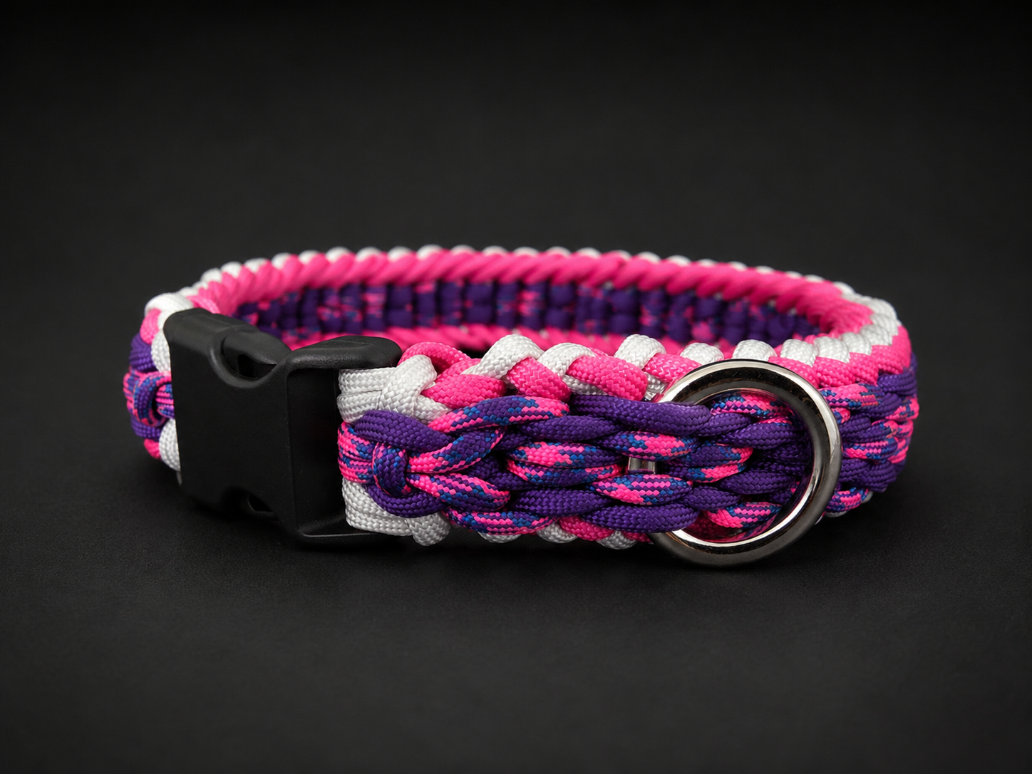 17"  Purple/Pink Handmade Paracord Dog Collar