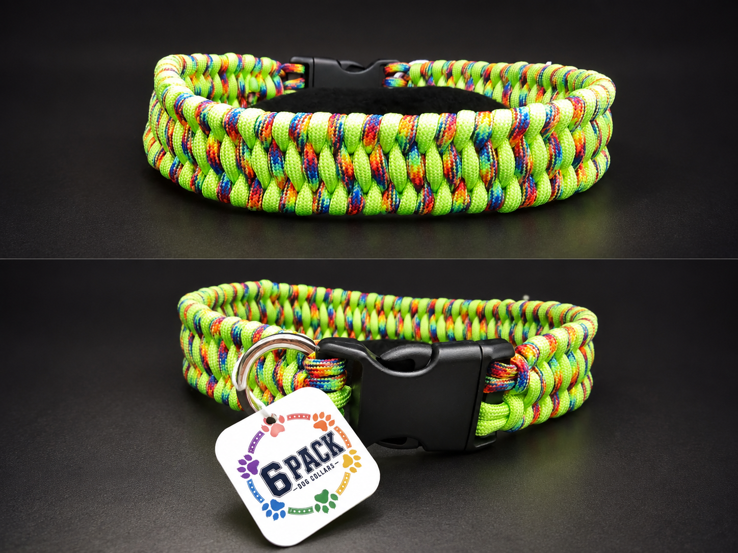 17" Handmade Neon Yellow Sunburst Paracord Dog Collar