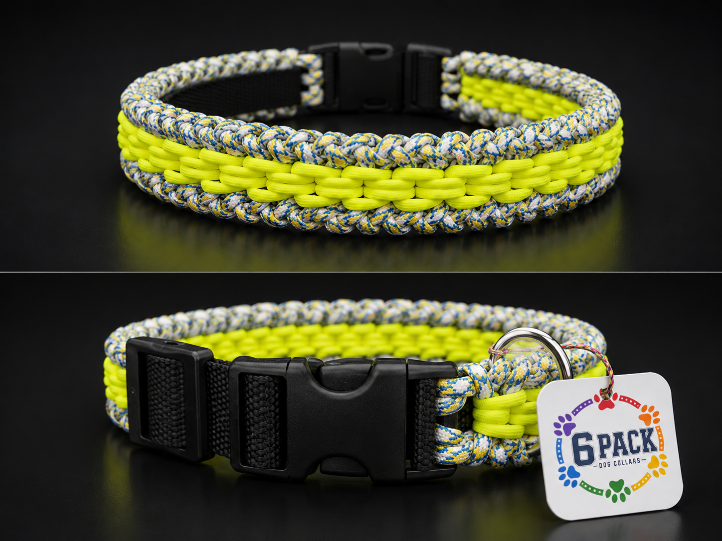 Handmade Adjustable Neon Yellow Dog Collar