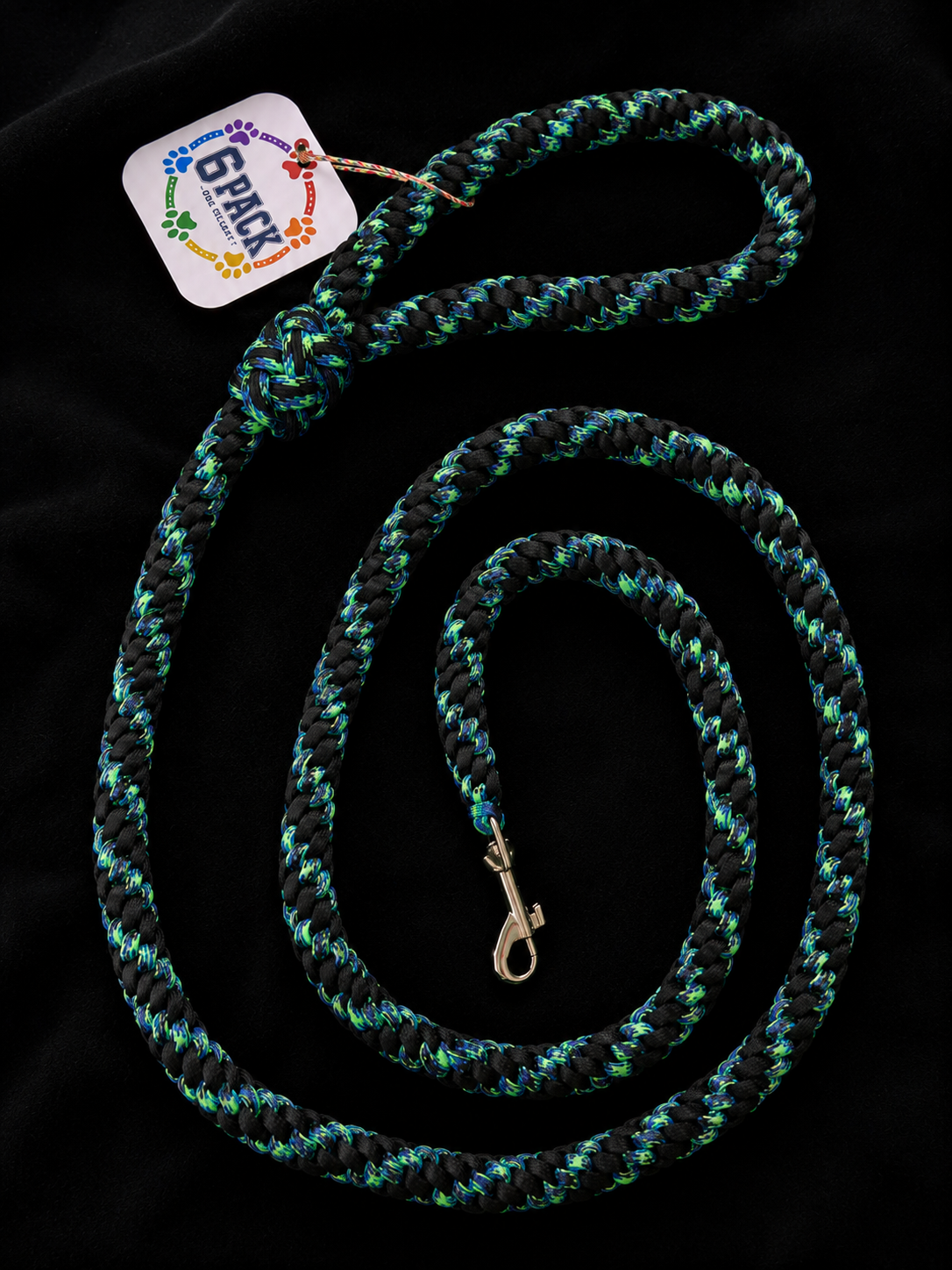 Handmade Back in Black & Blue Paracord Dog Leash