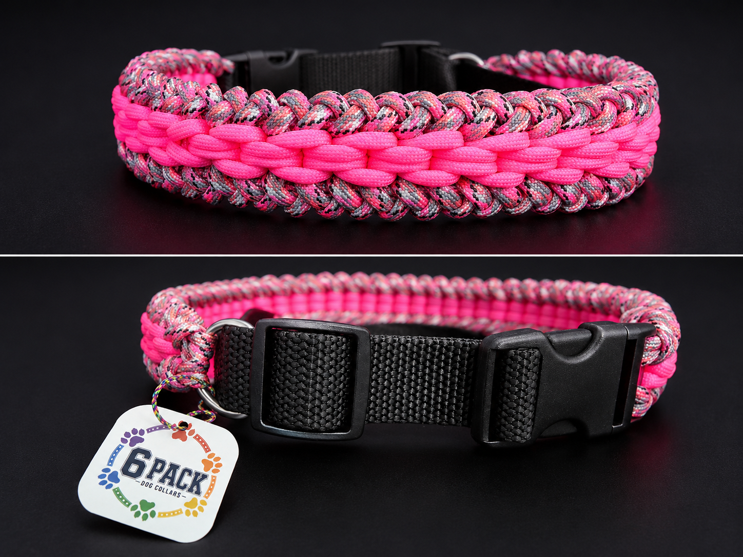 Handmade Adjustable Pink/Gray Dog Collar