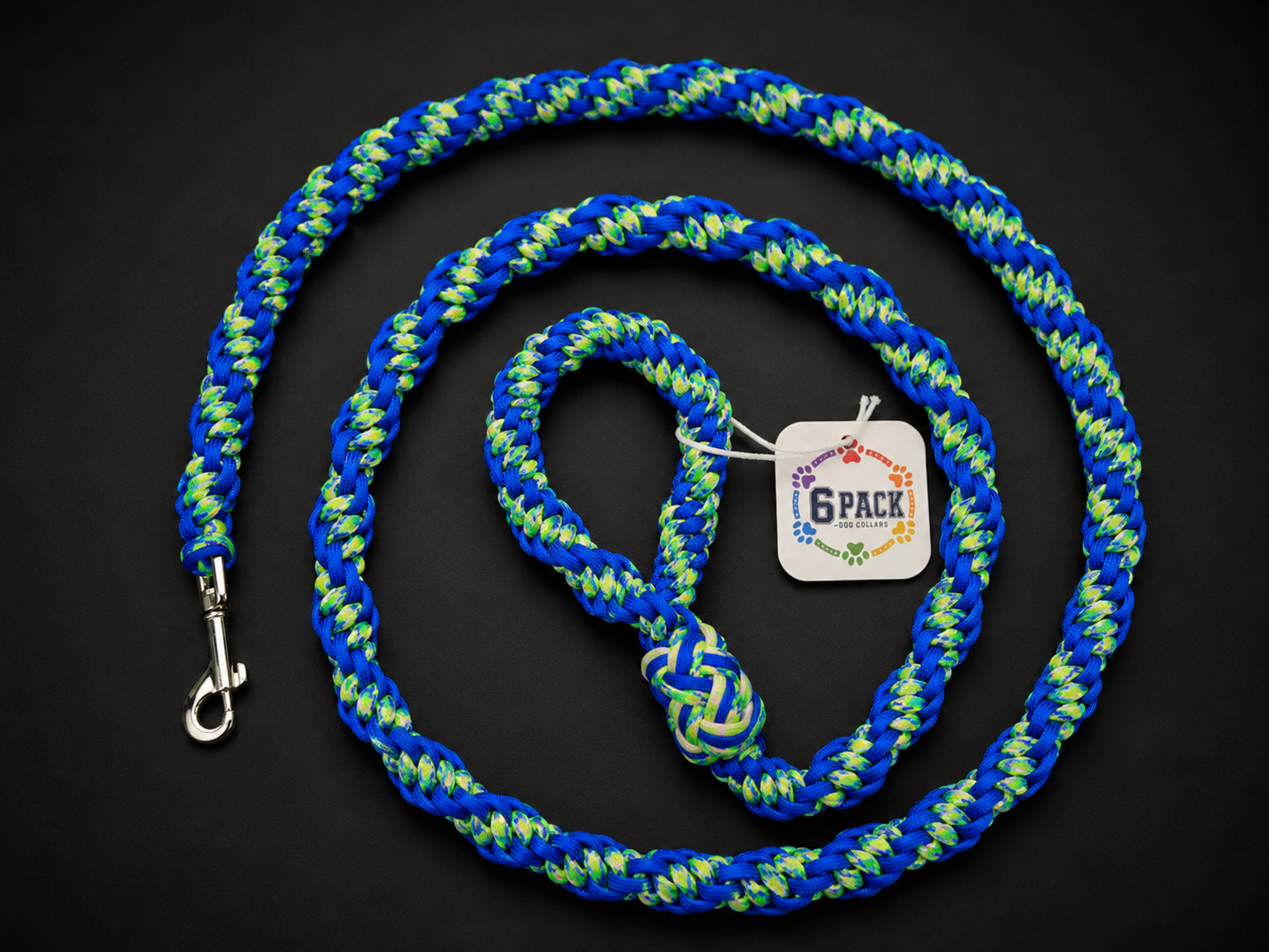 Handmade Blue/Neon Green Paracord Dog Leash