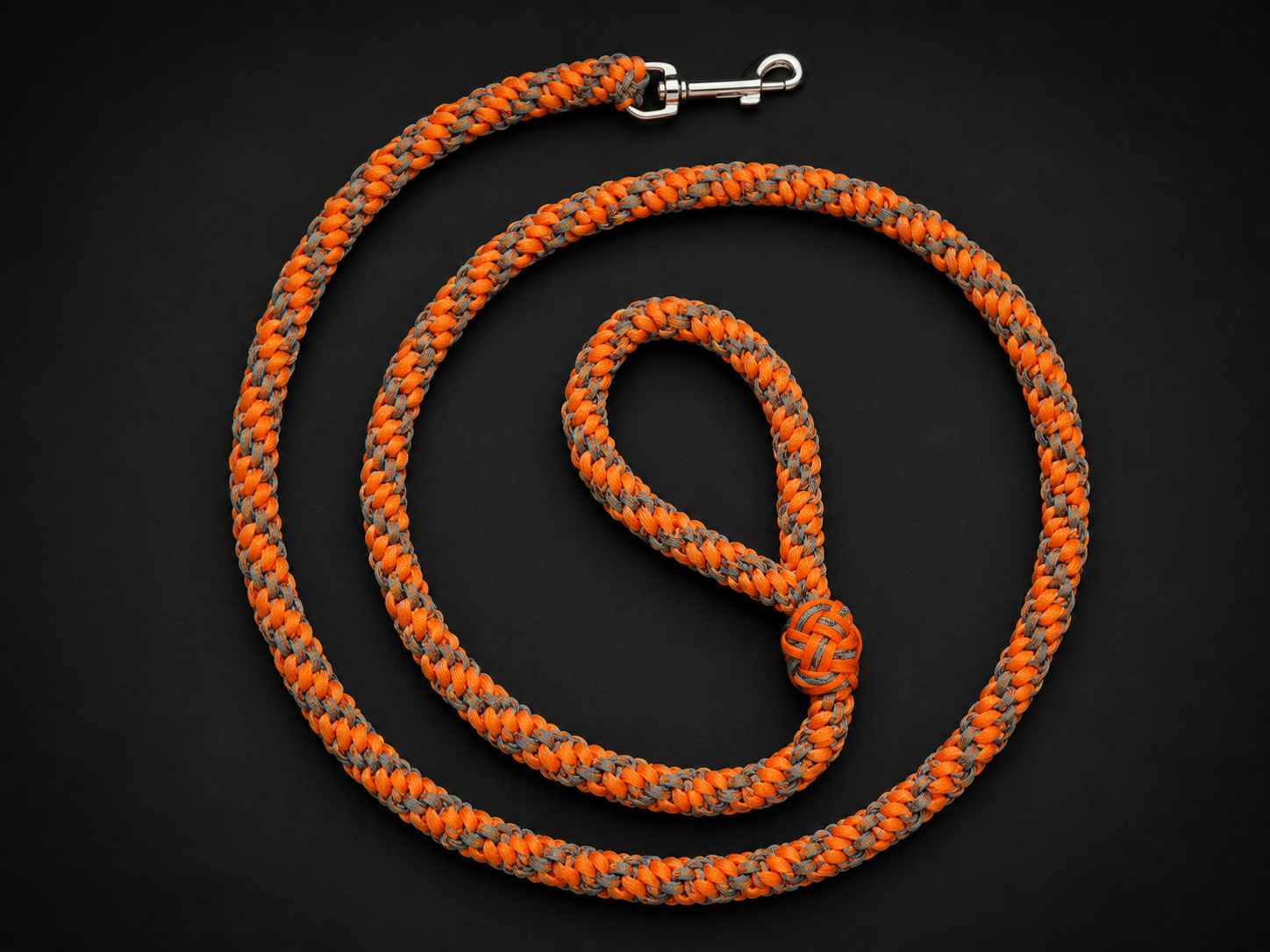 Handmade Orange, Black and Gray Paracord Dog Leash