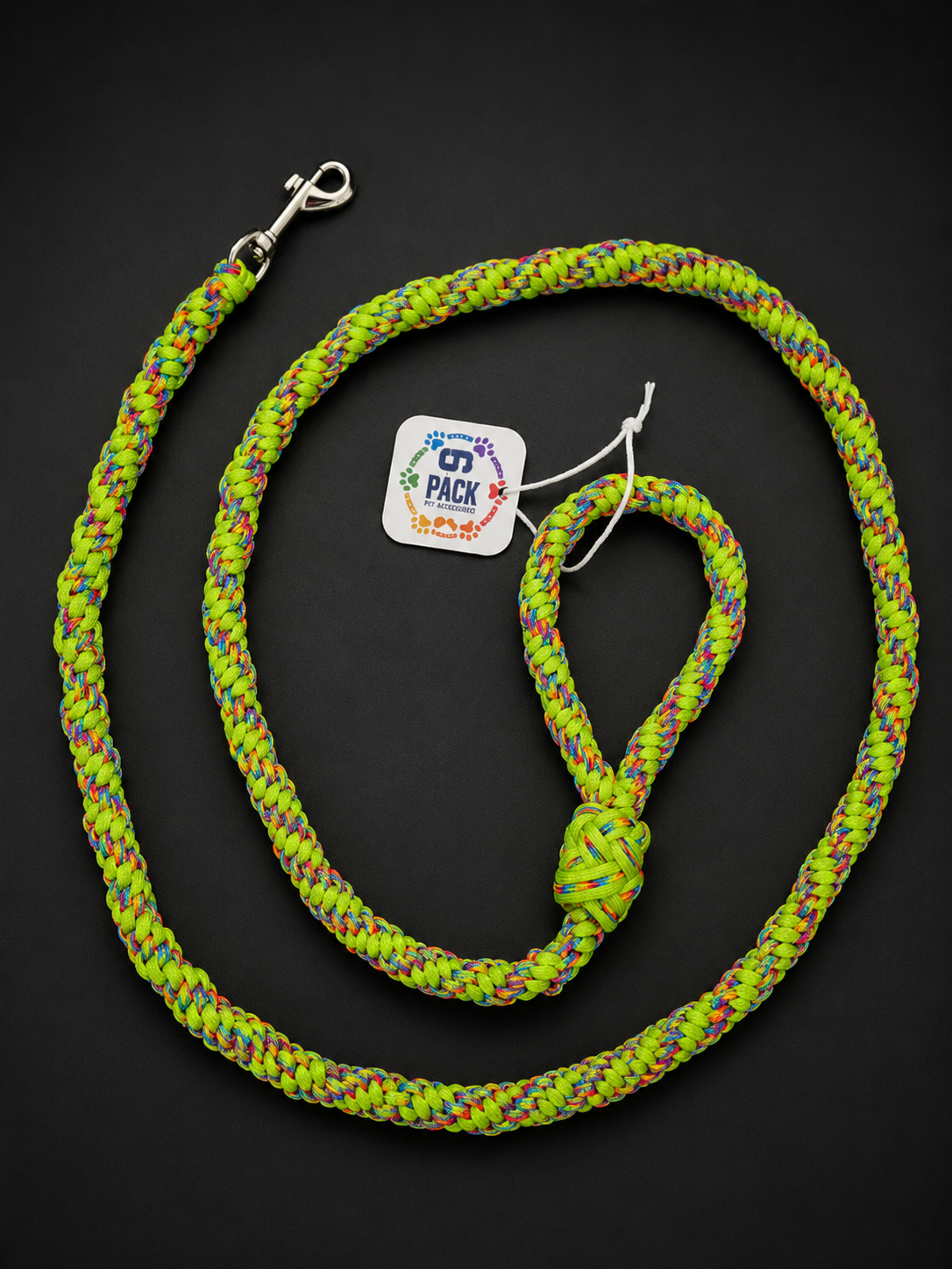Handmade Neon Yellow Sunburst Paracord Dog Leash