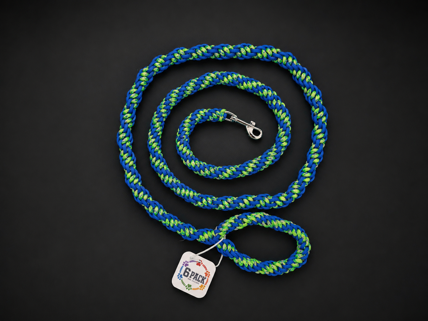 Handmade Blue/Neon Green Paracord Dog Leash